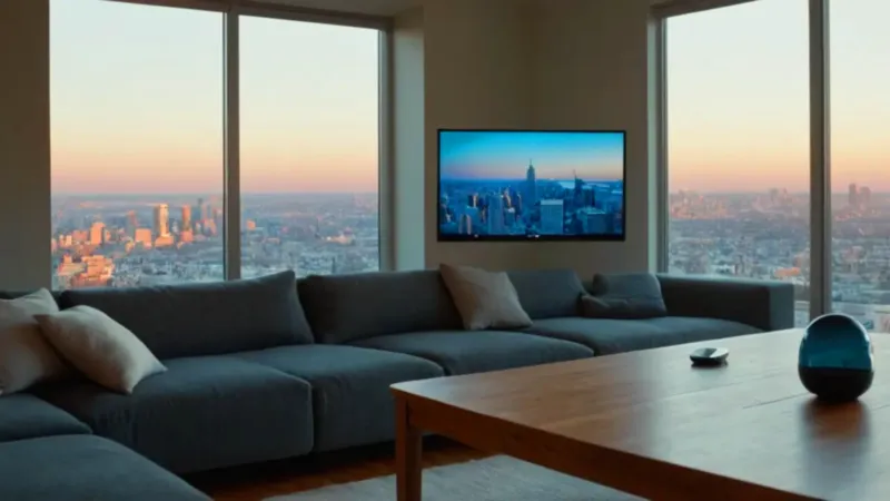 Una persona ve la televisión al atardecer