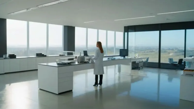 Científica investiga en moderno laboratorio