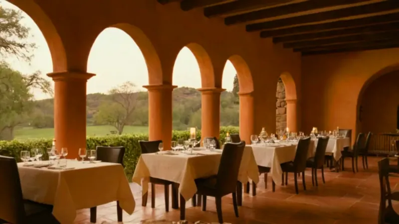 Un camarero solitario en un restaurante vacío