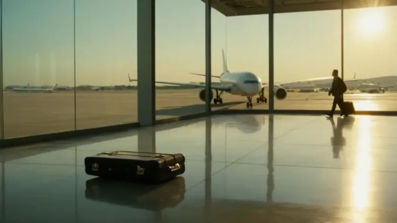 Un viajero solitario en la terminal luminosa