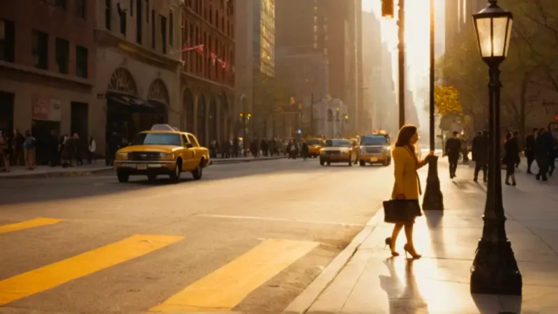 Una figura sola bajo el sol urbano