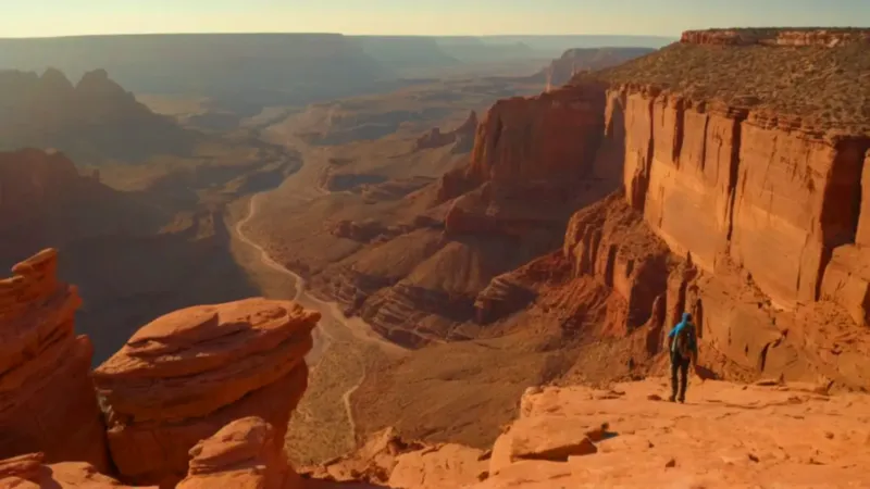 Un excursionista contempla el inmenso cañón