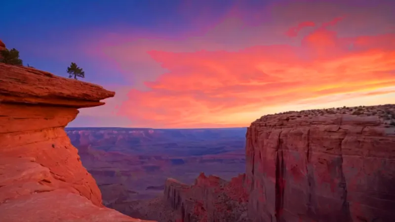 Un solitario contempla el cañón al amanecer