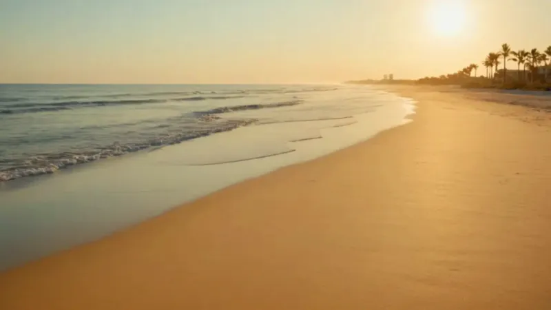 Una silueta solitaria en la playa dorada