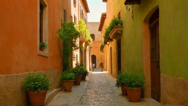 Antiguo callejón de sol y sombra