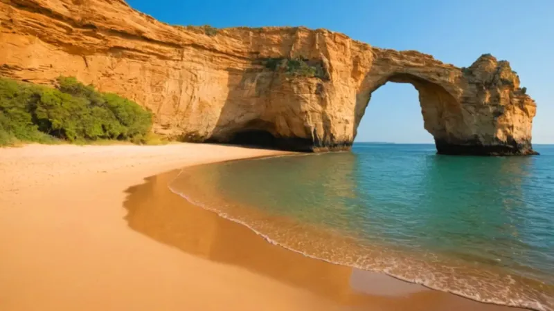 Majestuoso arco rocoso en la playa