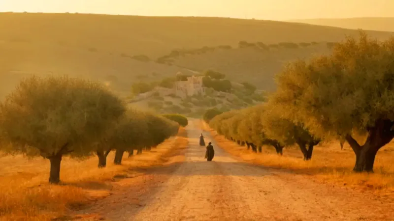 Un caminante solitario junto a la fortaleza