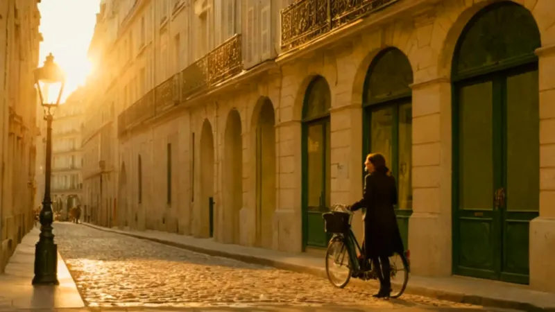 Cálido atardecer en una calle parisina