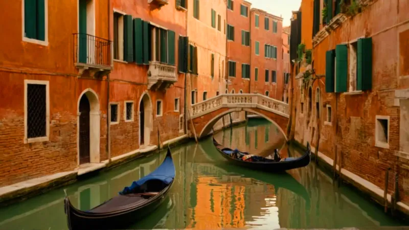 Un gondolero en un canal veneciano