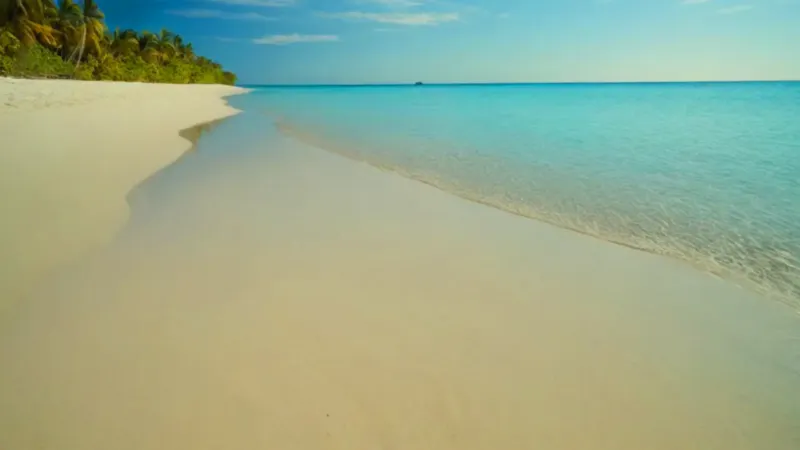 Una tranquila playa tropical bajo el sol