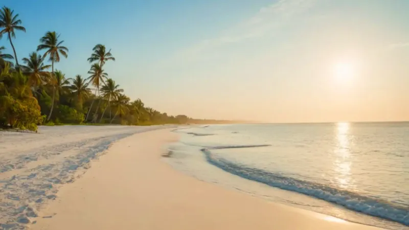 Serena y paradisíaca playa tropical soleada
