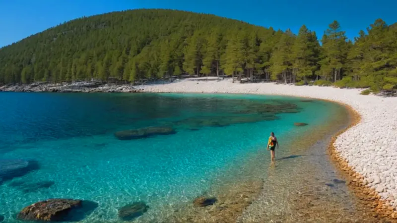 Idílico paisaje costero bajo el sol