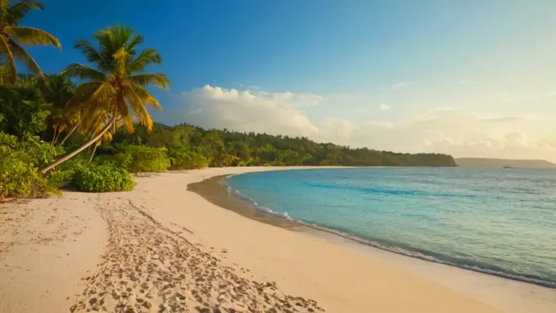 Paraíso tropical con una figura solitaria