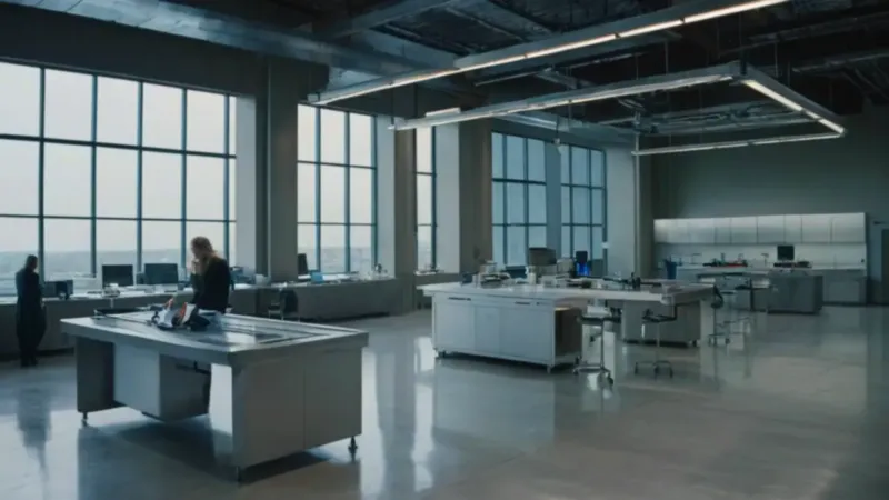 Figura solitaria en un laboratorio tecnológico