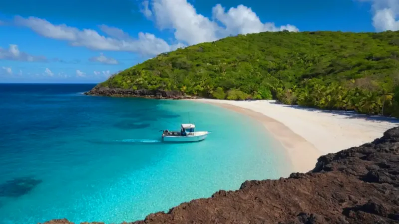 Una figura contempla el paraíso caribeño