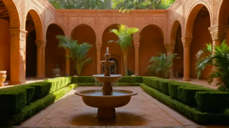 Un patio sereno de luz y sombra