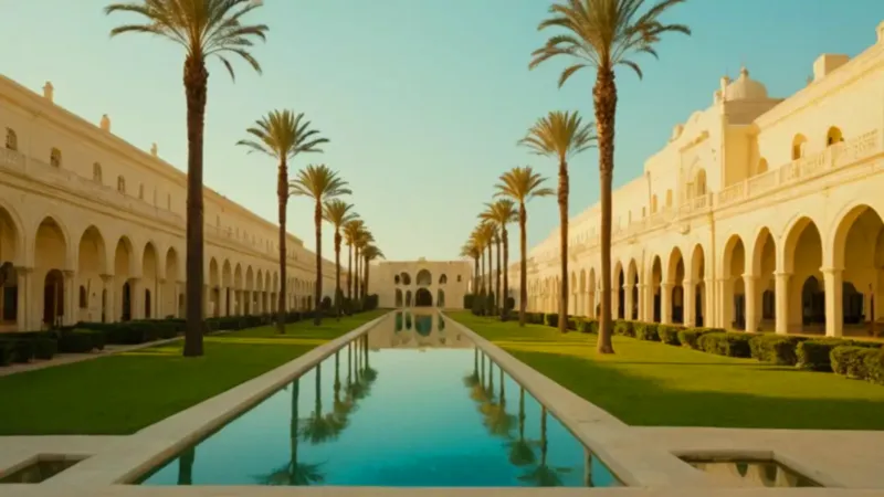 Serena arquitectura blanca reflejada en el agua