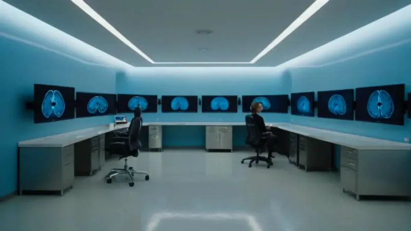 Un investigador analiza un cerebro luminoso