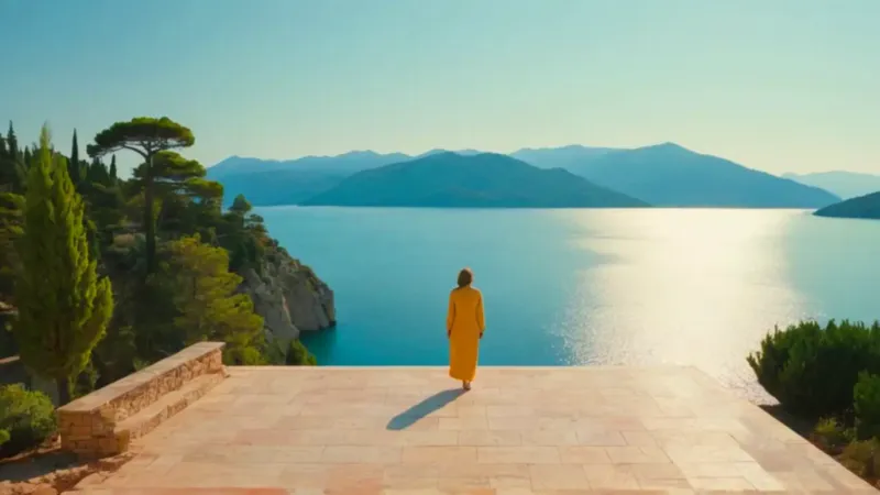 Figura contempla el inmenso paisaje lacustre