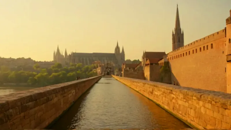 Puente de piedra a la ciudad medieval