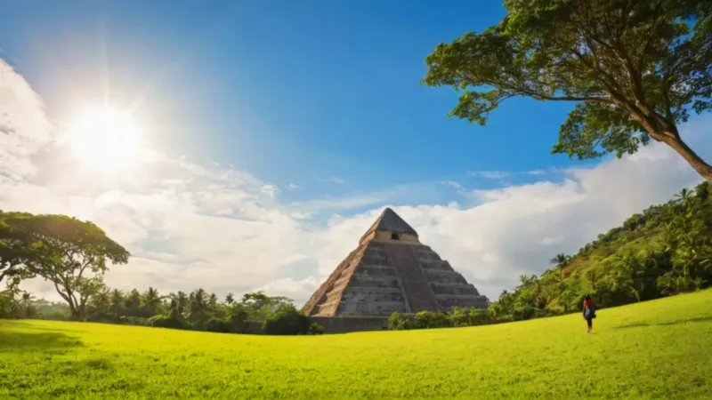 Pirámide monumental domina el paisaje selvático