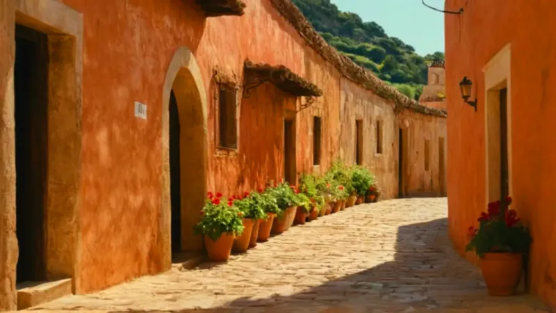 Un callejón antiguo se pierde al sol