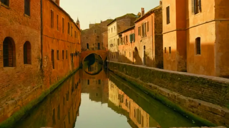 Una silueta contempla el canal dorado