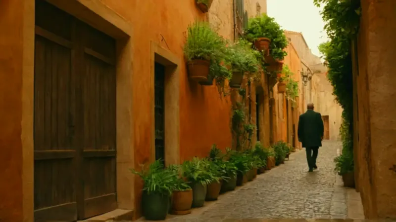 Un cálido callejón de sol y sombra
