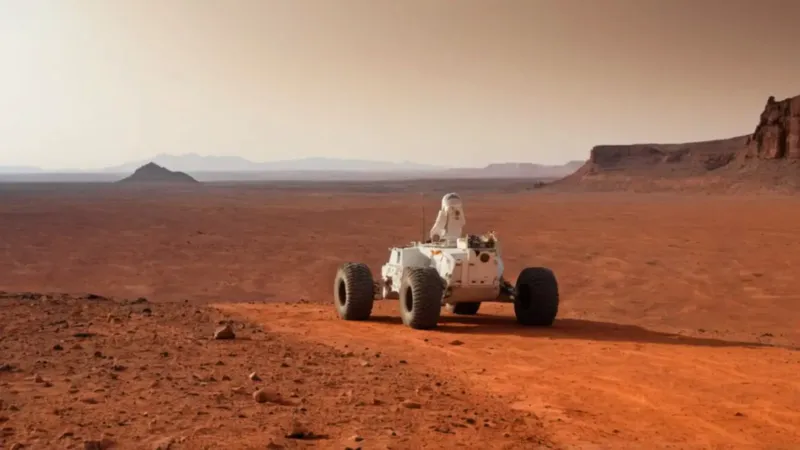 Un explorador solitario en el paisaje marciano