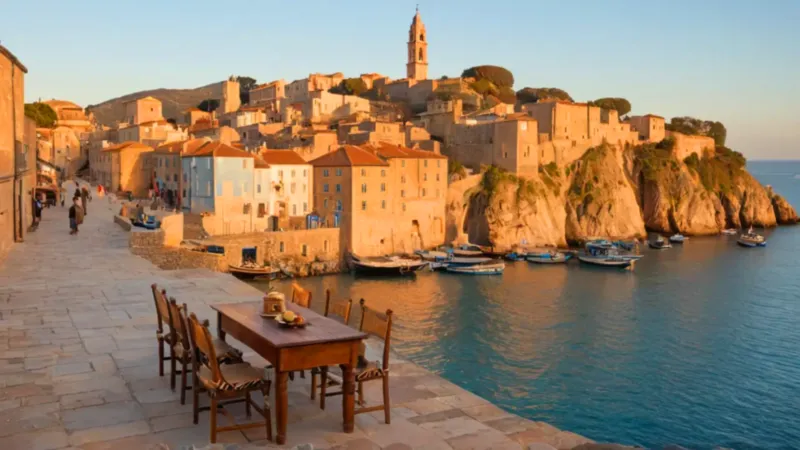 Un puerto tranquilo al atardecer