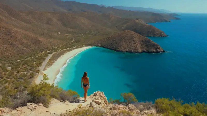 Mujer contempla el mar desde un acantilado
