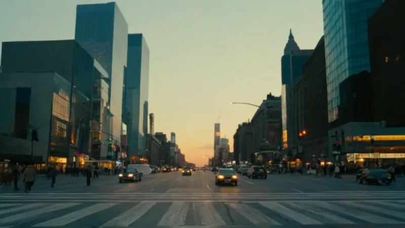 Figura inmóvil en la vibrante metrópolis