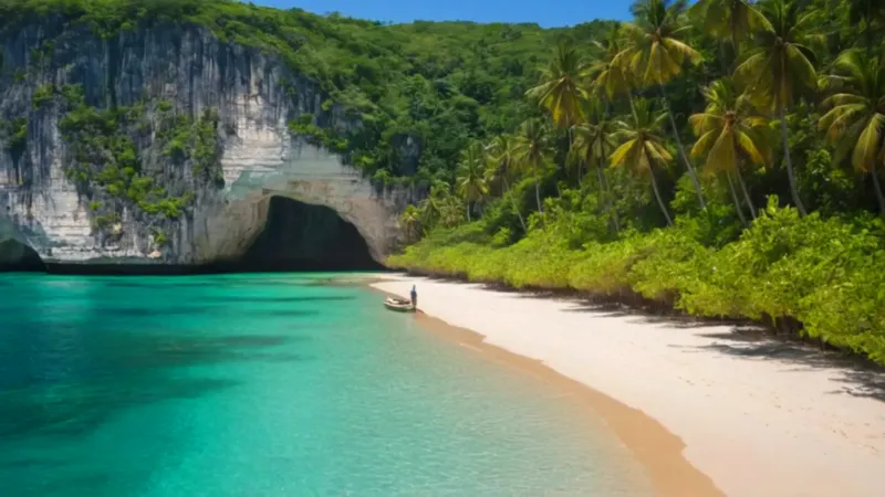 Cala virgen entre acantilados y selva