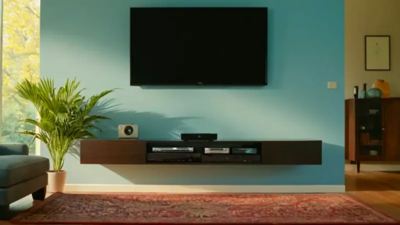 Alguien conecta un cable en el televisor