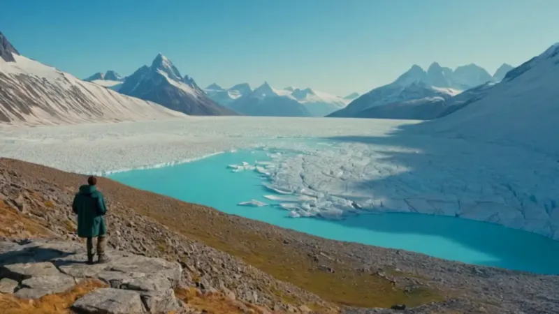 Una persona contempla la inmensidad del glaciar