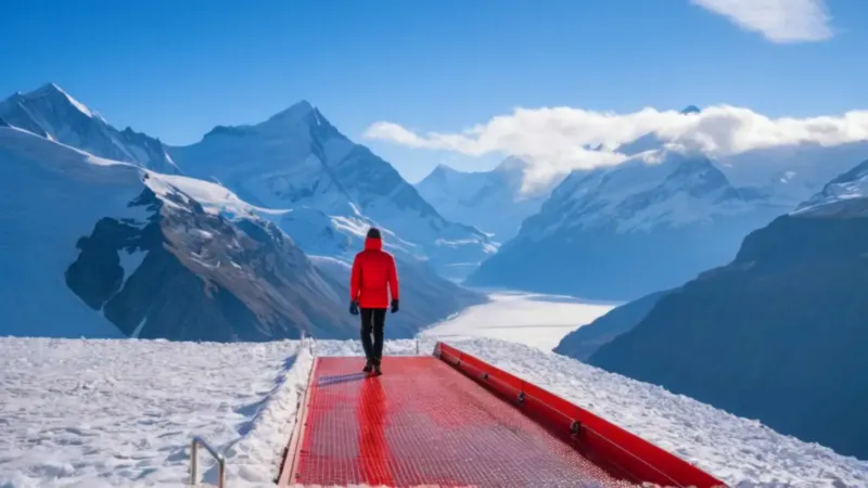 Figura solitaria contempla el inmenso glaciar