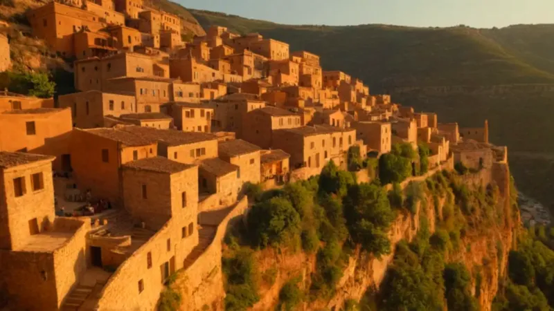 Atardecer dorado sobre la ciudad antigua