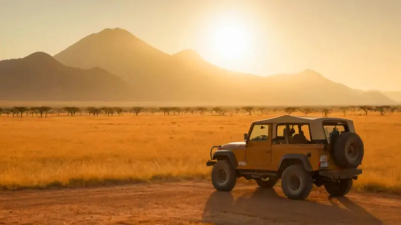 Atardecer de safari en la sabana