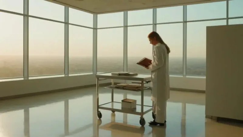 Un científico en su laboratorio al atardecer