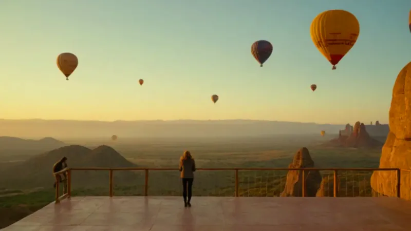 Un valle de globos al amanecer