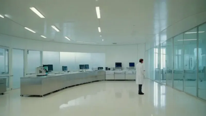 Un científico observa un colosal detector