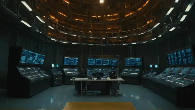 Un científico ante una inmensa máquina cuántica