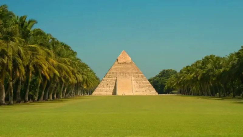 La imponente pirámide domina el paisaje
