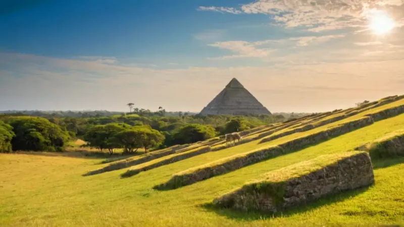 Pirámide inmensa de piedra bajo el sol
