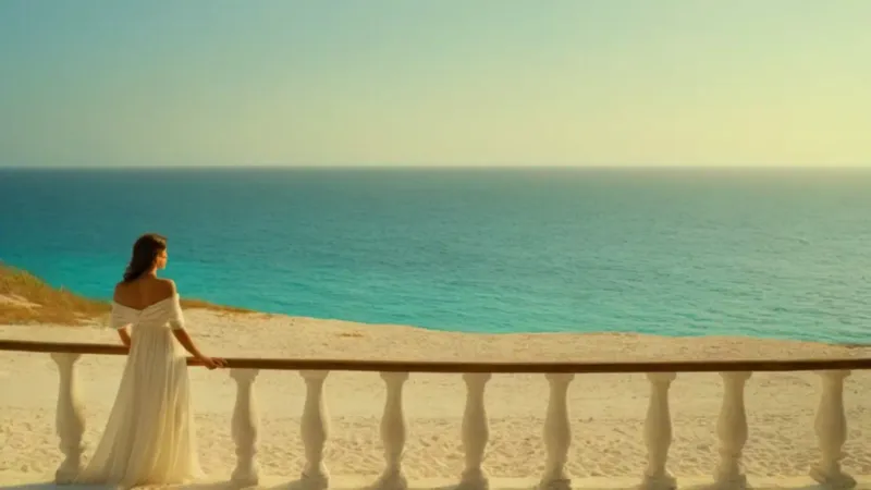 Figura solitaria contempla el mar dorado